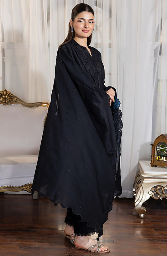 Komal by Lakhany Embroidered Lawn Unstitched 3 Piece Suit - LG-IZ-0363 - LKN25KMC - Black - Summer Collection