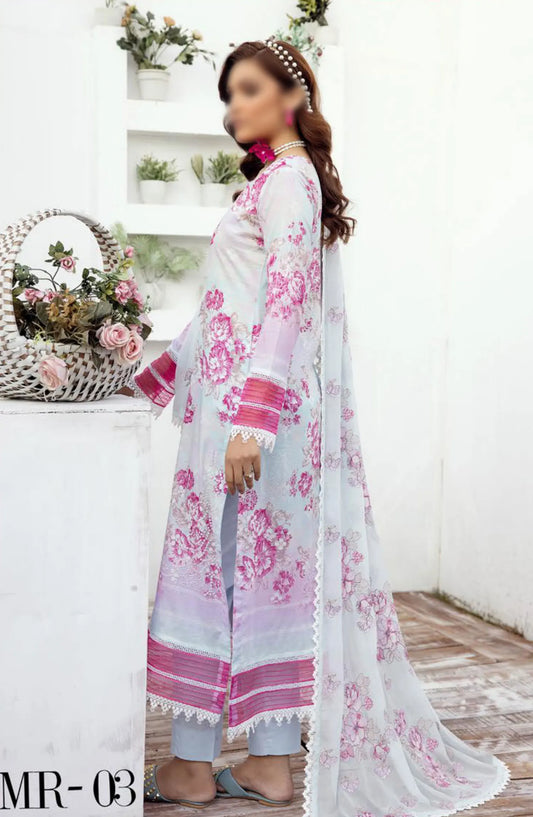 NUR Milan Rut Embroidered and Printed Lawn Collection 2024 - MR 03