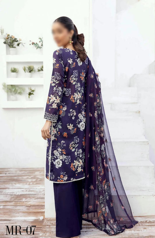 NUR Milan Rut Embroidered and Printed Lawn Collection 2024 - MR 07