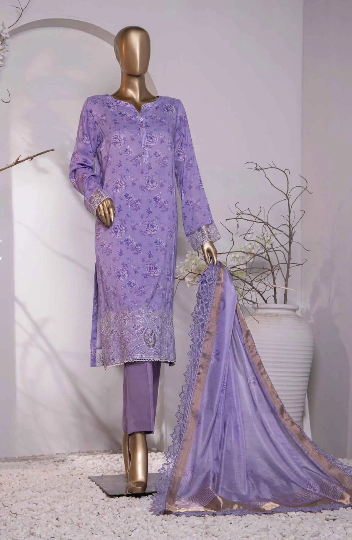 HZ Muse Luxury Raw Silk Embroidered Collection - MRE 155