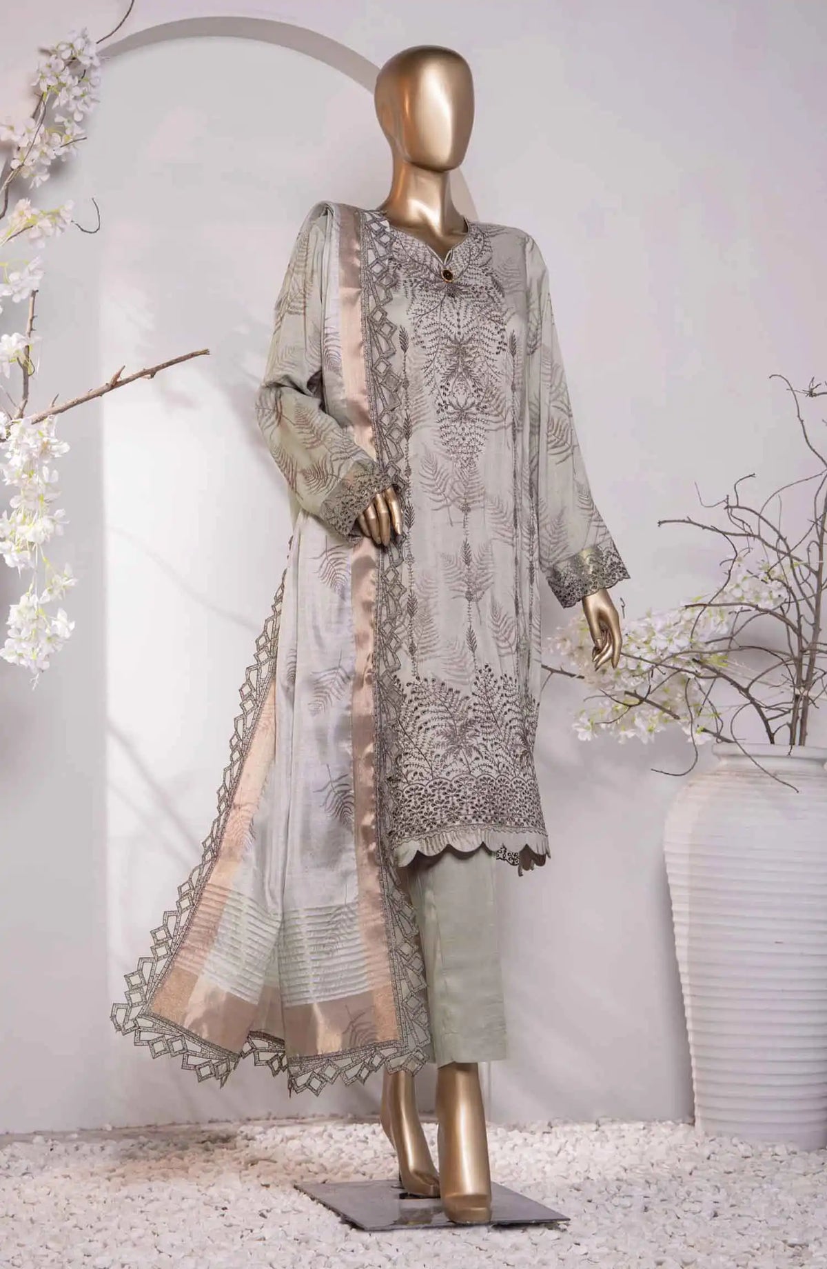 HZ Muse Luxury Raw Silk Embroidered Collection - MRE 158