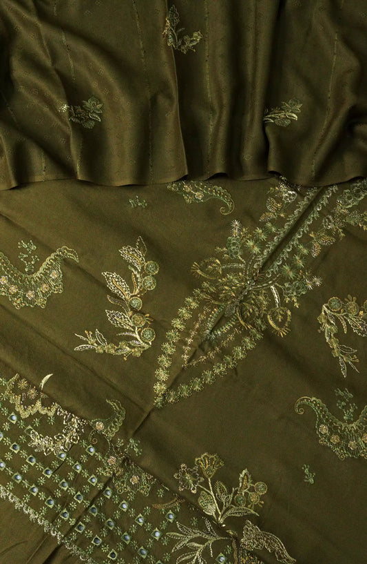 Embroidered Wool Collection with Emb Jacquard Wool shawl by Marjjan - MRW-488 D