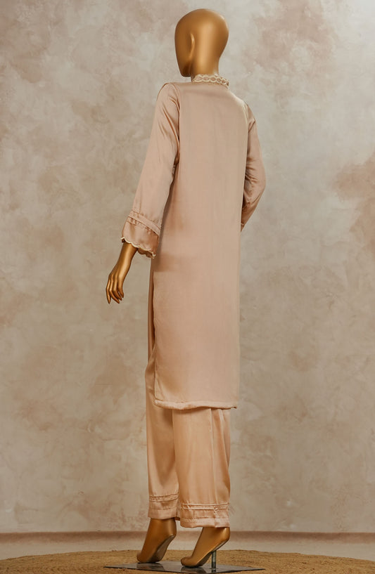 Marlene by Amna Khadija Embroidered Silk Stitched 2 Piece Suit - MSS-10 - AM25MRSD2 - Beige - Festive Collection