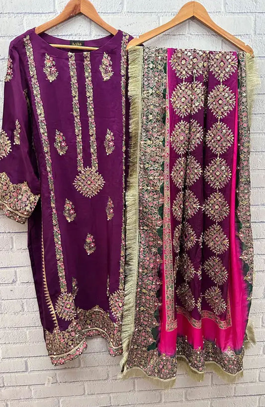 Adaa By Mahnoor Unstitched Festive Collection - Mulberry
