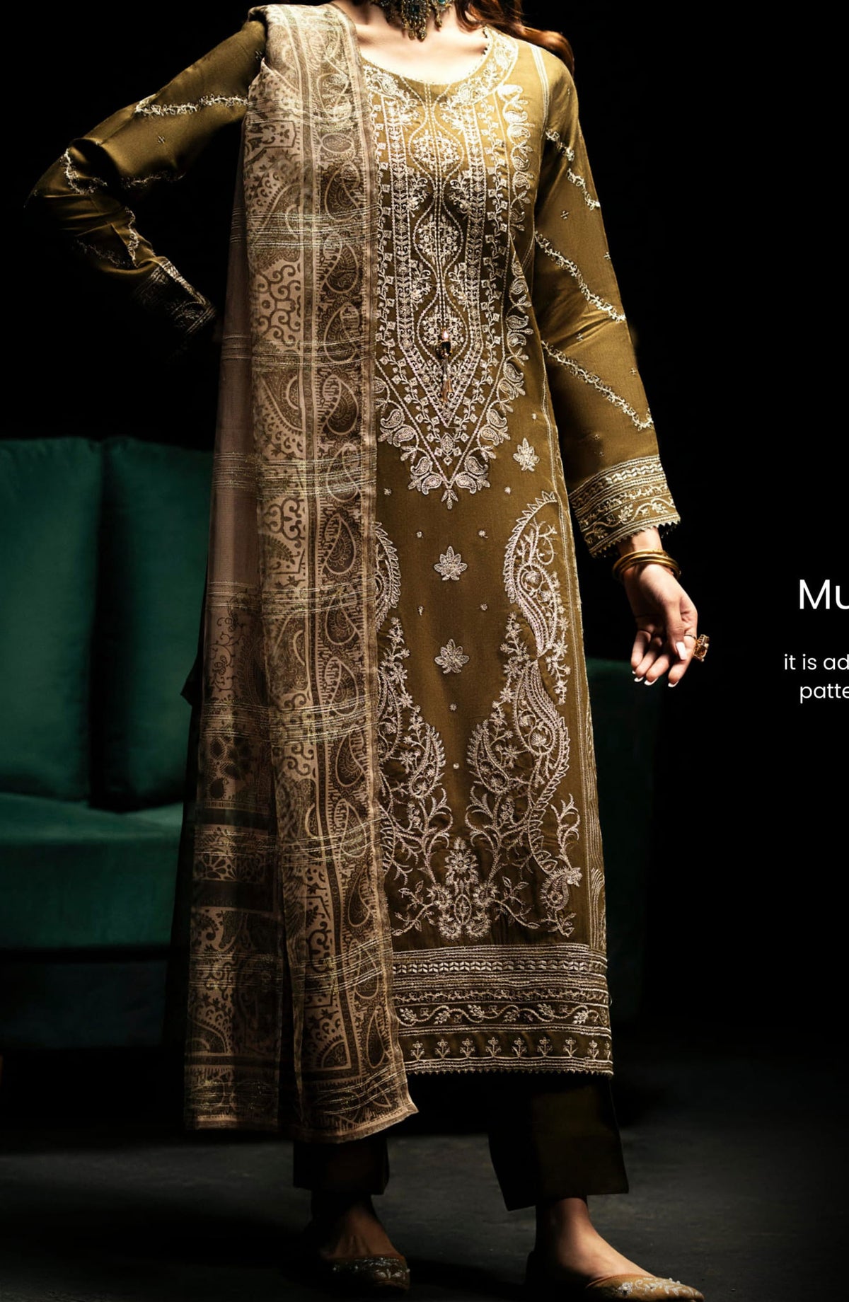 Casual Lite Embroidered Viscose Stitched 3 Piece - Muted Green Hue - CL25B1 - Green - Winter Collection