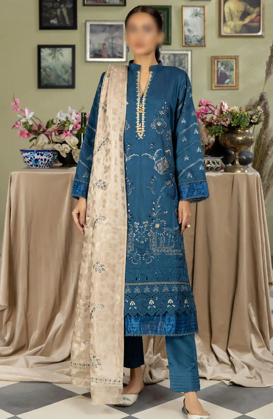 Sequins Embroidered Silk Viscose Collection Shawl by Marjjan - MV-263 (BLUE)