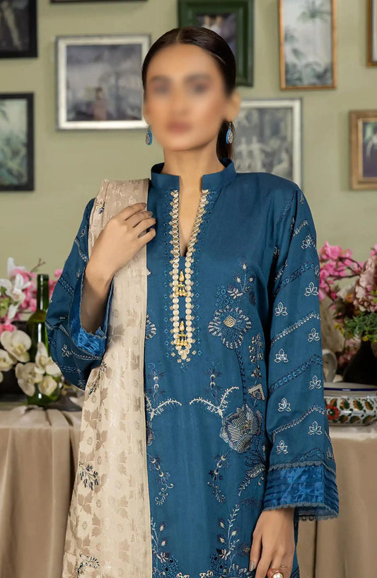 Sequins Embroidered Silk Viscose Collection Shawl by Marjjan - MV-263 (BLUE)