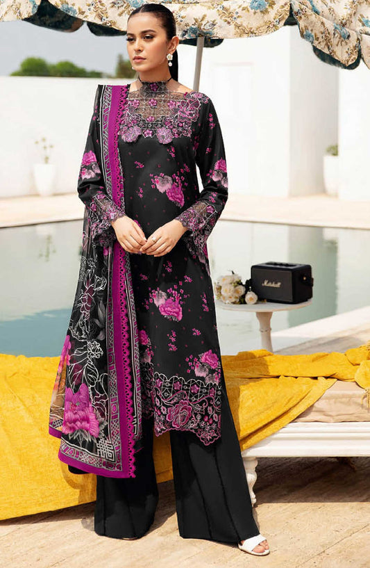Ramsha Embroidered Lawn Unstitched 3 Piece - N-601 - R25LL - Black - Summer Collection