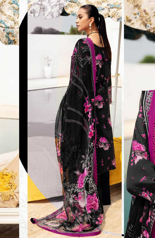 Ramsha Embroidered Lawn Unstitched 3 Piece - N-601 - R25LL - Black - Summer Collection
