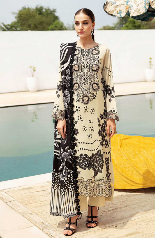 Ramsha Embroidered Lawn Unstitched 3 Piece - N-602 - R25LL - White - Summer Collection