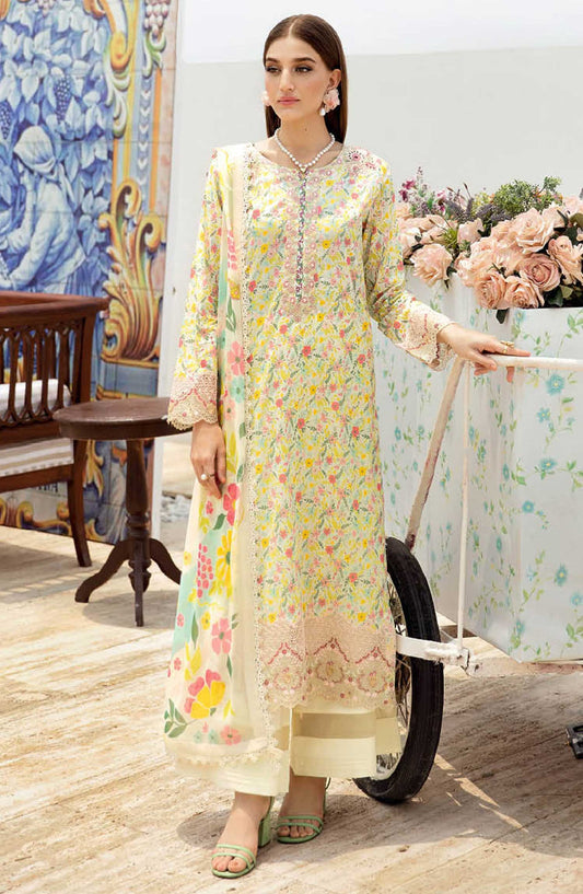 Ramsha Embroidered Lawn Unstitched 3 Piece - N-604 - R25LL - Beige - Summer Collection