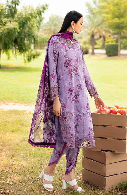 Ramsha Embroidered Lawn Unstitched 3 Piece - N-606 - R25LL - Purple - Summer Collection