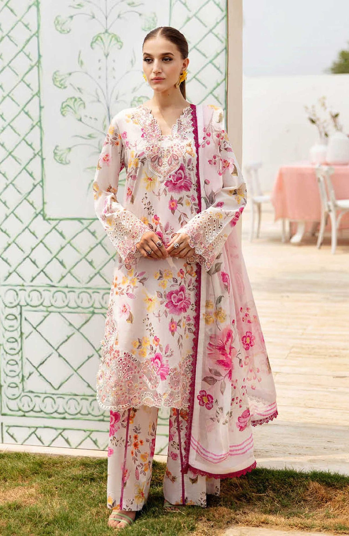 Ramsha Embroidered Lawn Unstitched 3 Piece - N-608 - R25LL - Light Pink - Summer Collection