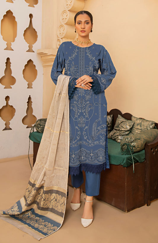 Naqsh Embroidered Lawn Unstitched 3 Piece Suit - D-05 - ALK25NQ - Blue - Summer Collection
