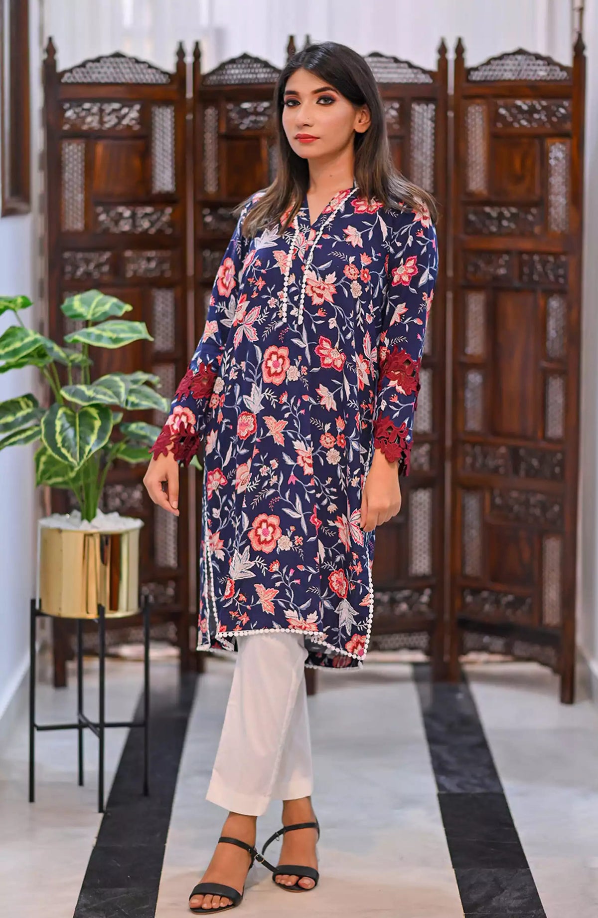 Artistic wear Pret Collection - Navy blue multicolor floral sets