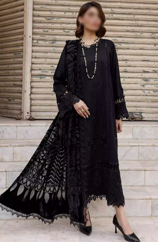 Nureh Unstitched Embroidered Leather Peach Collection with Velvet Palachi Shawl - NE-123