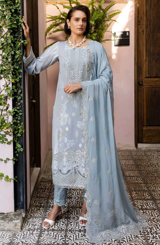 Nureh Embroidered Lawn Unstitched 3 Piece - NE-152 - NU25EJL - Blue - Summer Collection