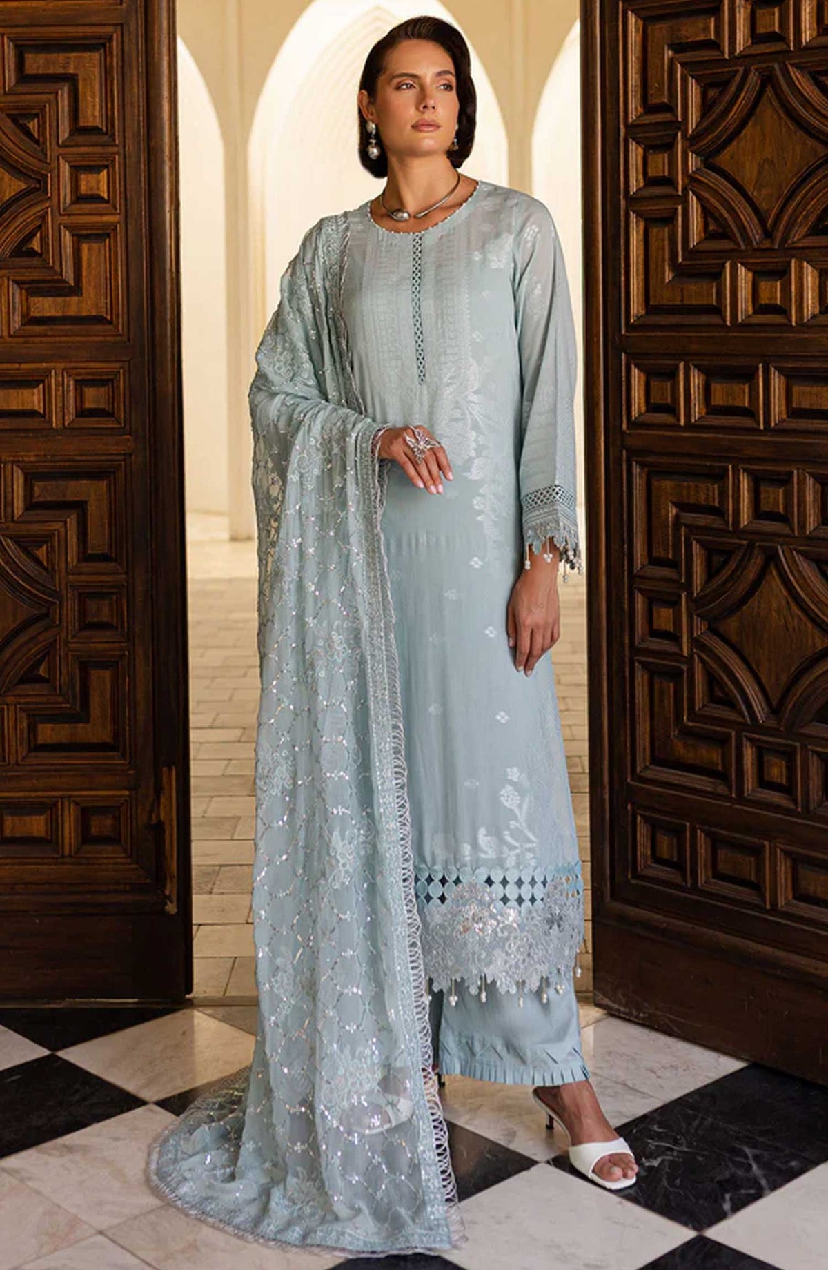 Nureh Embroidered Lawn Unstitched 3 Piece - NE-154 - NU25EJL - Blue - Summer Collection