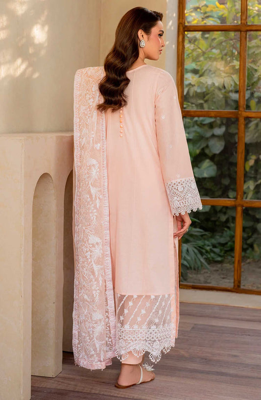 Zarif Embroidered Jacquard Stitched 3 Piece Suit - Nelly - ZF25EL - Peach - Summer Collection