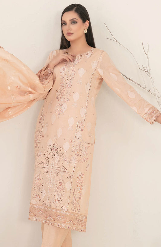 Nayeli by Tawakkal Fabrics Embroidered Lawn Unstitched 3 Piece Suit - D-2244 - TF25NAYL - Peach - Summer Collection