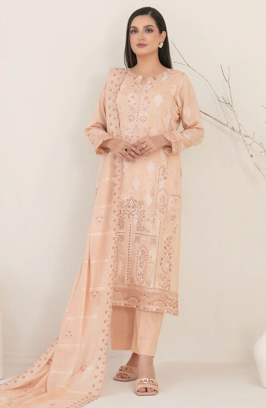 Nayeli by Tawakkal Fabrics Embroidered Lawn Unstitched 3 Piece Suit - D-2244 - TF25NAYL - Peach - Summer Collection