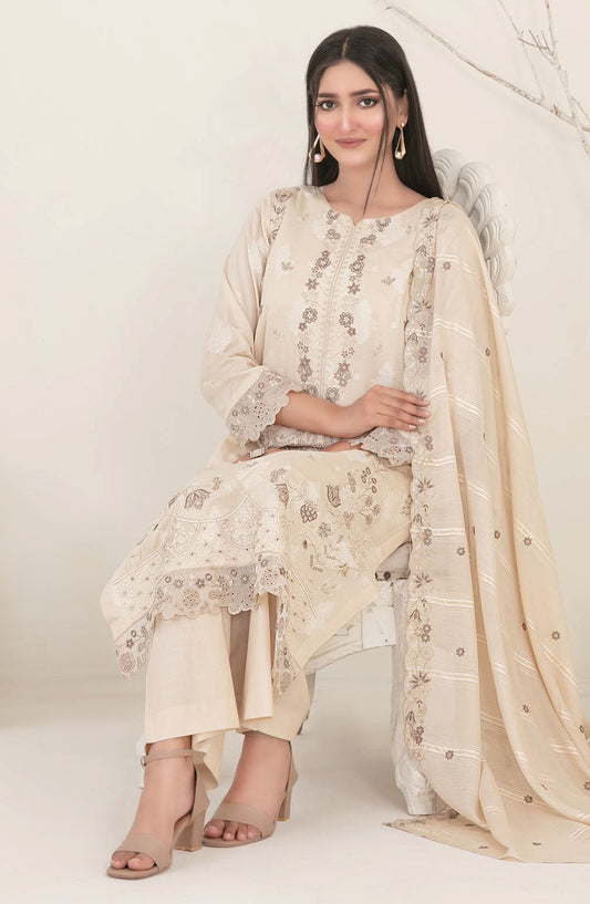 Nayeli by Tawakkal Fabrics Embroidered Lawn Unstitched 3 Piece Suit - D-2241 - TF25NAYL - Beige - Summer Collection