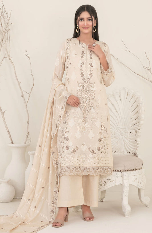 Nayeli by Tawakkal Fabrics Embroidered Lawn Unstitched 3 Piece Suit - D-2241 - TF25NAYL - Beige - Summer Collection