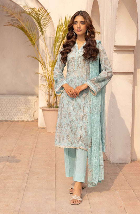 Pastels by Nur Embroidered Lawn Unstitched 3 Piece Suit - NP-30 - NUR25PL - Blue - Summer Collection