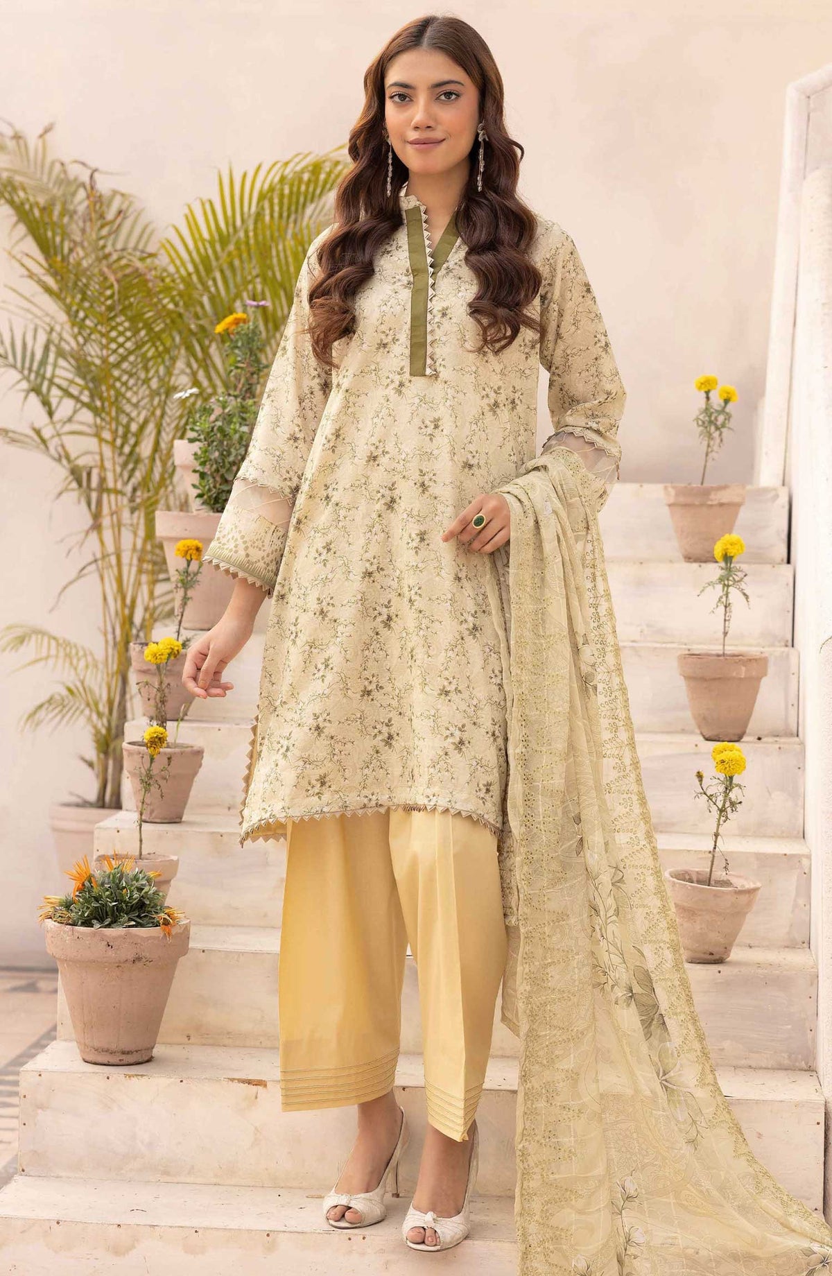 Pastels by Nur Embroidered Lawn Unstitched 3 Piece Suit - NP-36 - NUR25PL - Green - Summer Collection