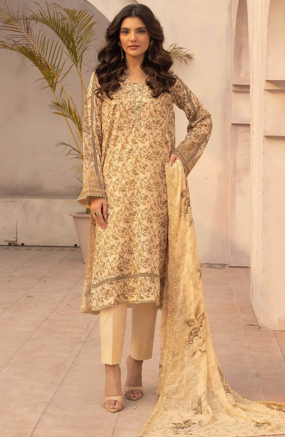 Pastels by Nur Embroidered Lawn Unstitched 3 Piece Suit - NP-37 - NUR25PL - Yellow - Summer Collection
