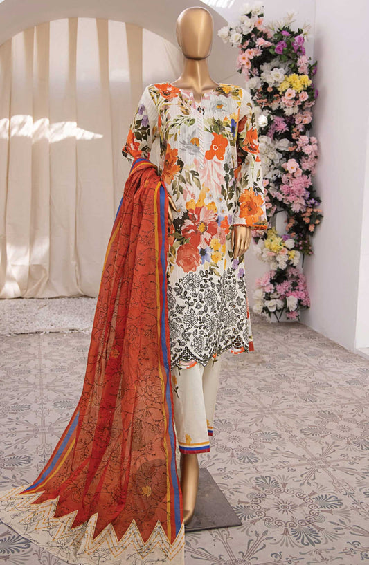 Nayab by HZ Textile Embroidered Lawn Unstitched 3 Piece - NPE-01 - HZ25NL - White - Summer Collection