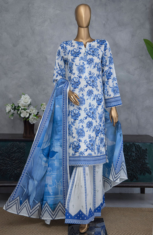 Nayab by HZ Textile Printed Lawn Unstitched 3 Piece Suit - NPE-02 - HZ25NPED - Blue - Summer Collection