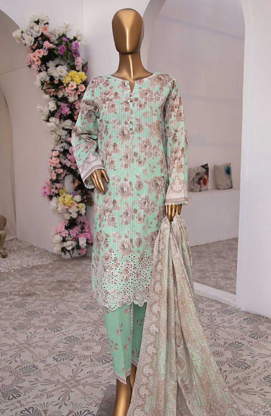 Nayab by HZ Textile Embroidered Lawn Unstitched 3 Piece - NPE-03 - HZ25NL - Sea Green - Summer Collection