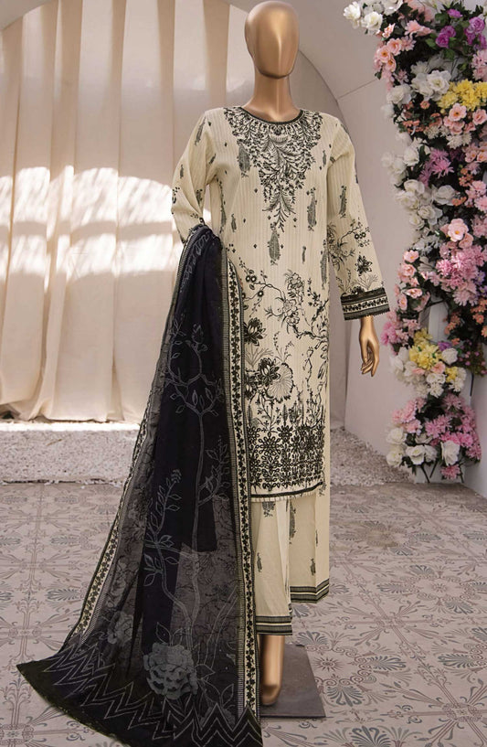 Nayab by HZ Textile Embroidered Lawn Unstitched 3 Piece - NPE-05 A - HZ25NL - Cream - Summer Collection