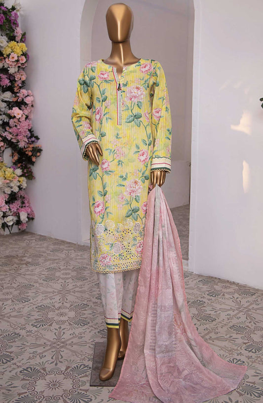 Nayab by HZ Textile Embroidered Lawn Unstitched 3 Piece - NPE-05 B - HZ25NL - Yellow - Summer Collection