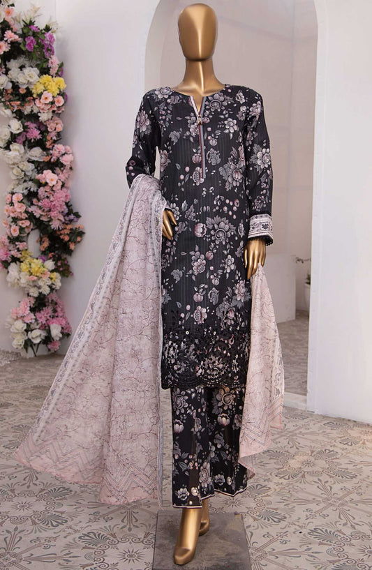 Nayab by HZ Textile Embroidered Lawn Unstitched 3 Piece - NPE-14 - HZ25NL - Black - Summer Collection