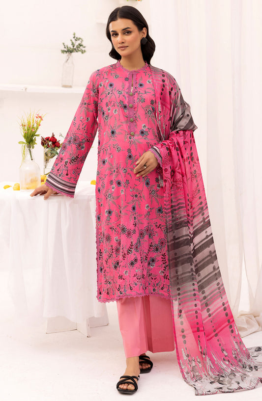RangRez by NUR Embroidered Lawn Unstitched 3 Piece Suit - NR-402 - NUR25RRL - Pink - Summer Collection