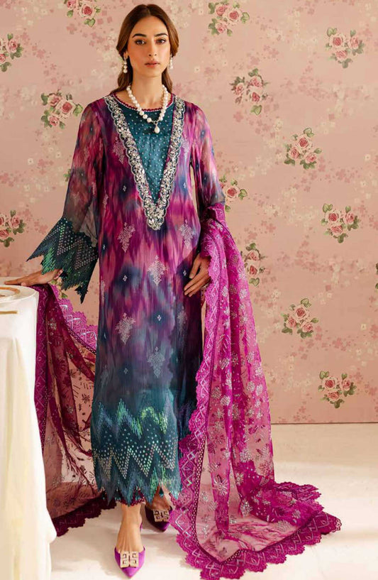 Ballerina by Nureh Embroidered Chiffon Unstitched 4 Piece - NU2 159 - NU25B - Purple - Festive Collection