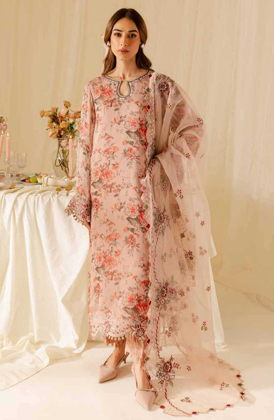Ballerina by Nureh Embroidered Chiffon Unstitched 4 Piece - NU2 160 - NU25B - Pink - Festive Collection