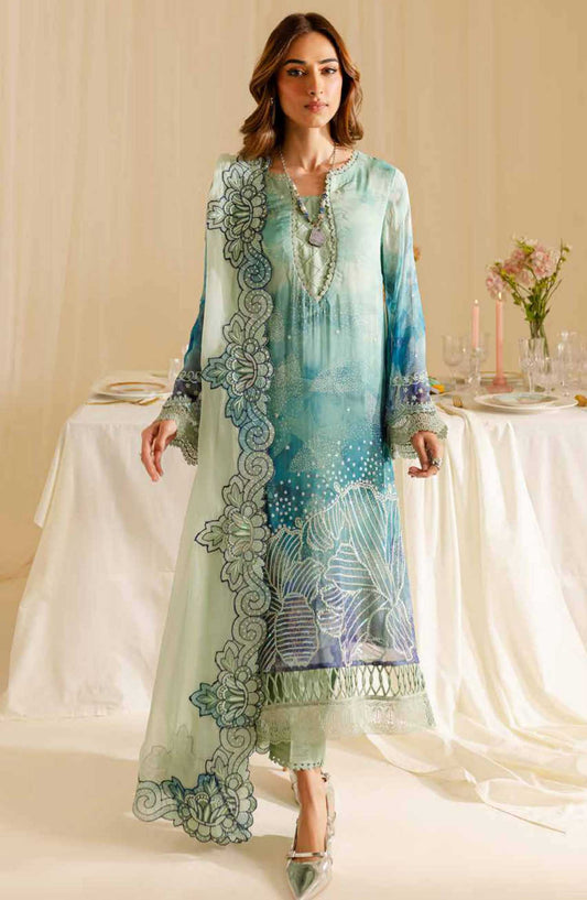 Ballerina by Nureh Embroidered Chiffon Unstitched 4 Piece - NU2 161 - NU25B - Blue - Festive Collection