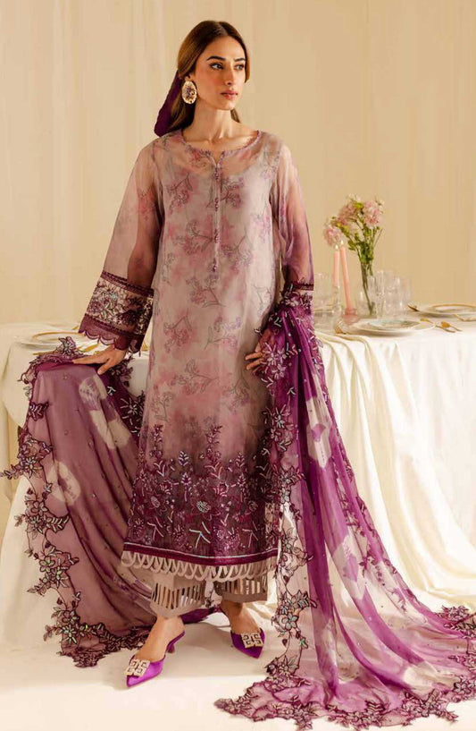 Ballerina by Nureh Embroidered Organza Unstitched 4 Piece - NU2 163 - NU25B - Purple - Festive Collection