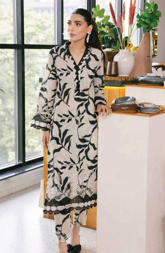 Ballerina by Nureh Embroidered Lawn Unstitched 2 Piece Suit - NU2 - 152 - NU25BC - White - Suumer Collection