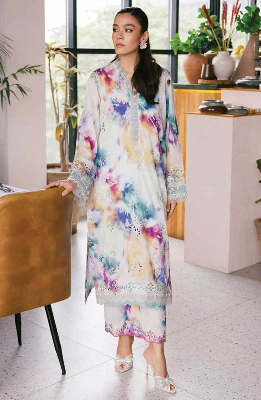 Ballerina by Nureh Embroidered Lawn Unstitched 2 Piece Suit - NU2 - 157 - NU25BC - White - Suumer Collection