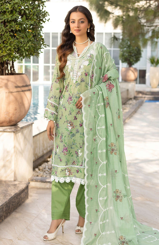 Printkari by NUR Embroidered Lawn Unstitched 3 Piece Suit - P-05 - NUR25PK - Green - Summer Collection