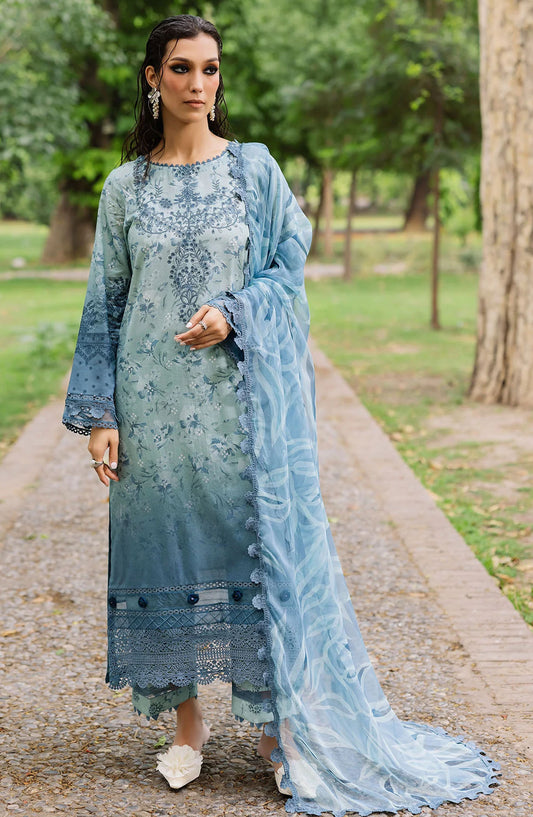 Nureh Chikankari Lawn Unstitched 3 Piece Suit - DD-10 - NU25DDCL - Green - Summer Collection