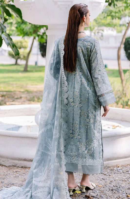 Nureh Chikankari Lawn Unstitched 3 Piece Suit - DD-09 - NU25DDCL - Grey - Summer Collection