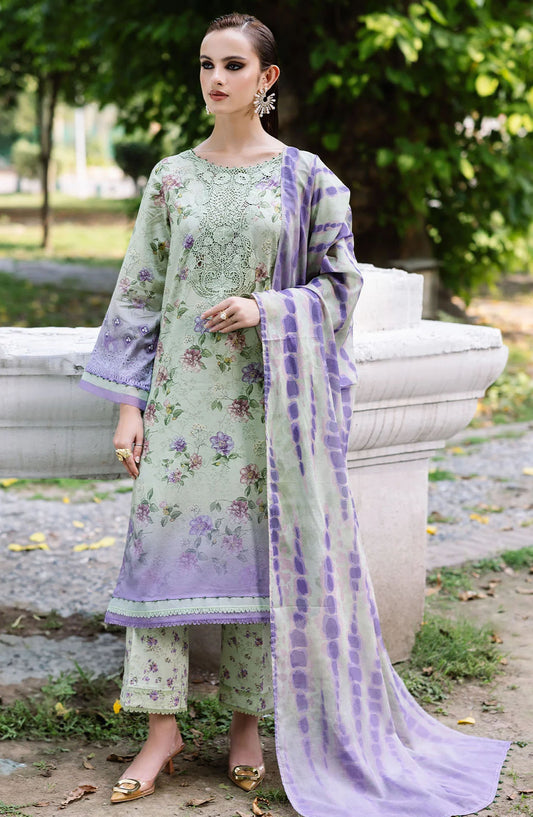 Nureh Chikankari Lawn Unstitched 3 Piece Suit - DD-08 - NU25DDCL - Green - Summer Collection