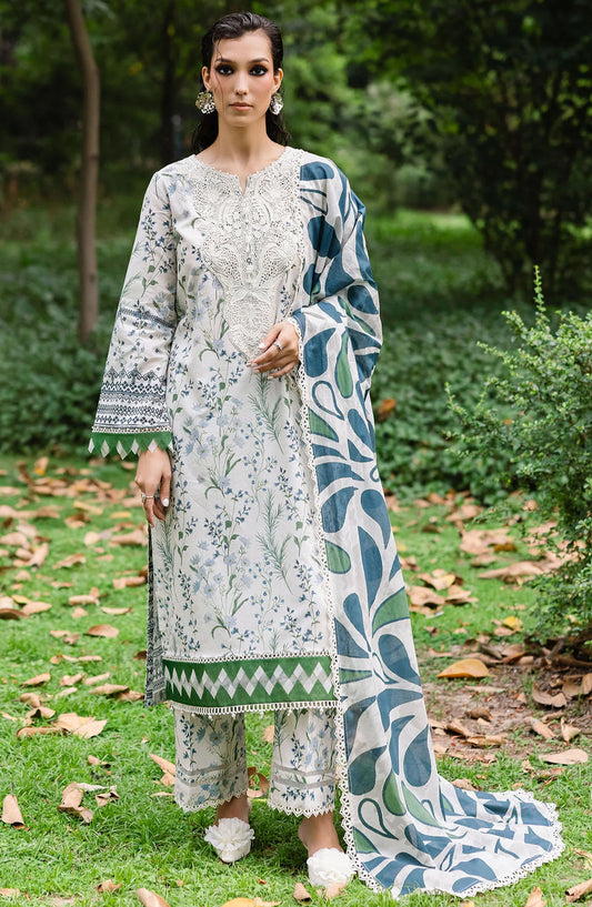 Nureh Chikankari Lawn Unstitched 3 Piece Suit - DD-07 - NU25DDCL - Off White - Summer Collection