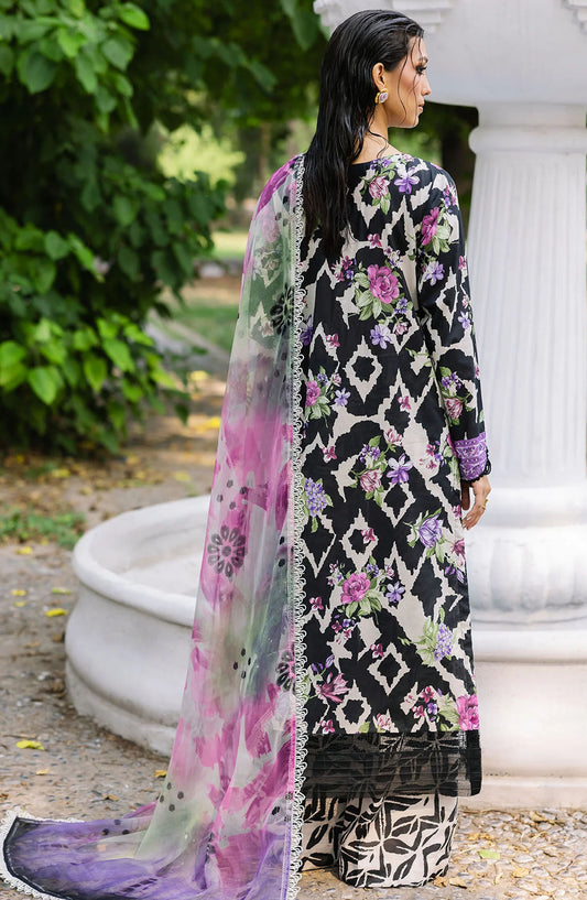Nureh Chikankari Lawn Unstitched 3 Piece Suit - DD-05 - NU25DDCL - Black - Summer Collection