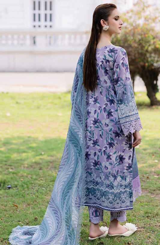 Nureh Chikankari Lawn Unstitched 3 Piece Suit - DD-02 - NU25DDCL - Purple - Summer Collection